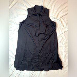 Eloquii Black Sleeveless Button-Up Shirt Dress